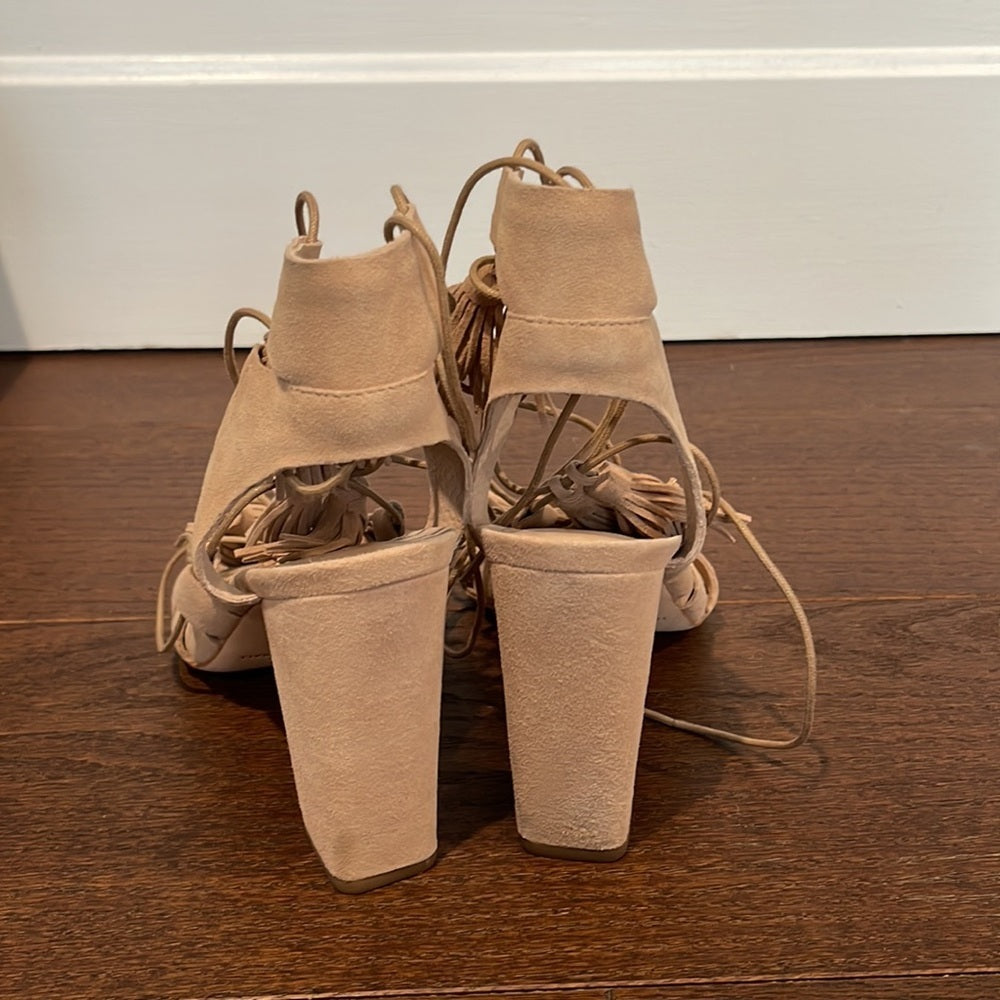 Loeffler Randall Luz Nude Suede Sandals Size 11