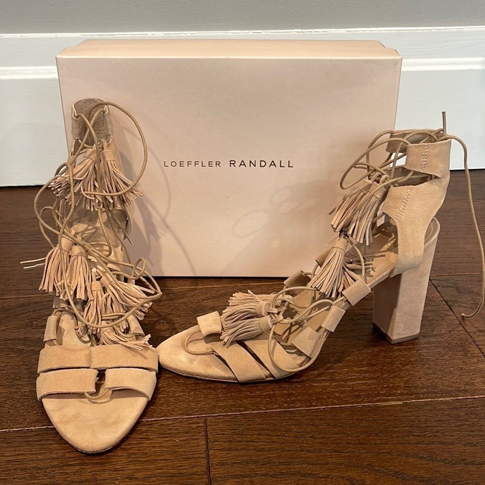 Loeffler Randall Luz Nude Suede Sandals Size 11