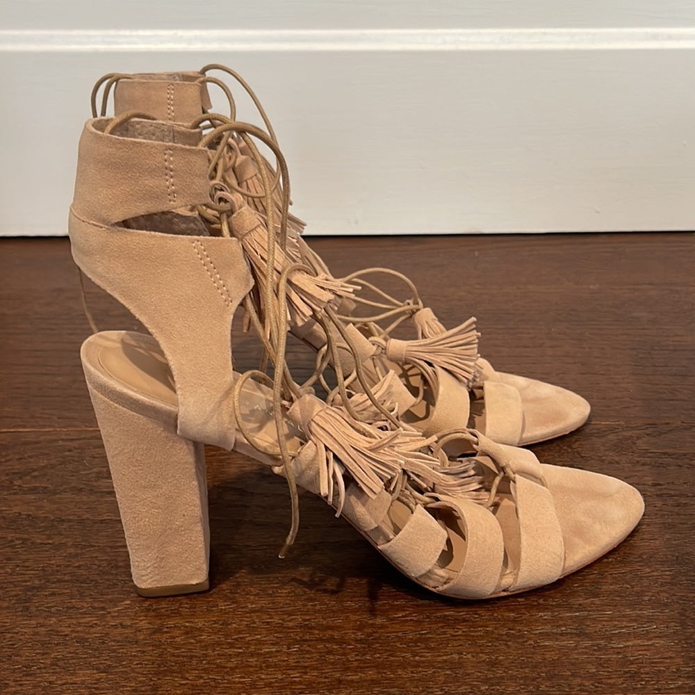 Loeffler Randall Luz Nude Suede Sandals Size 11