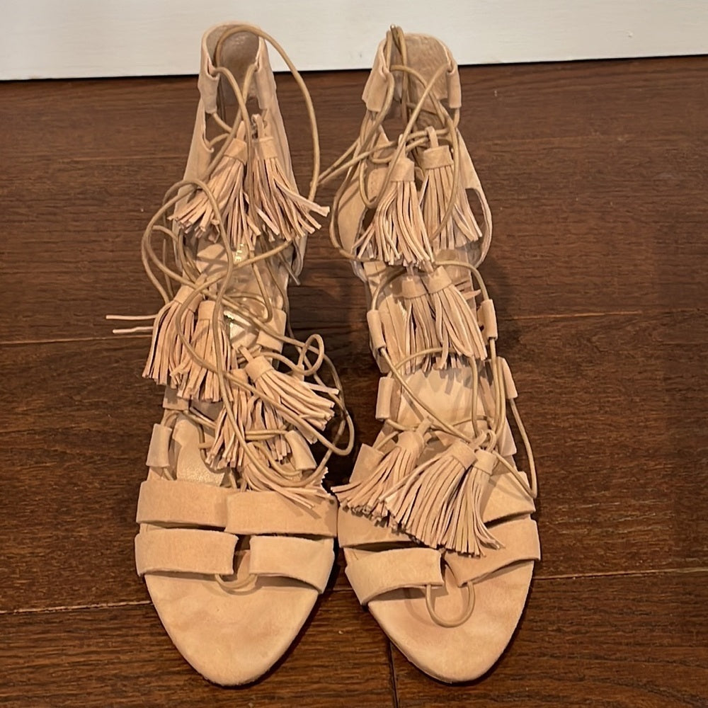 Loeffler Randall Luz Nude Suede Sandals Size 11