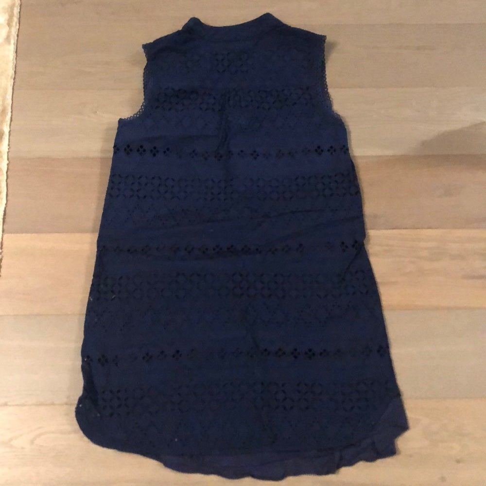 Navy Eyelet Aqua Dress - Size Large