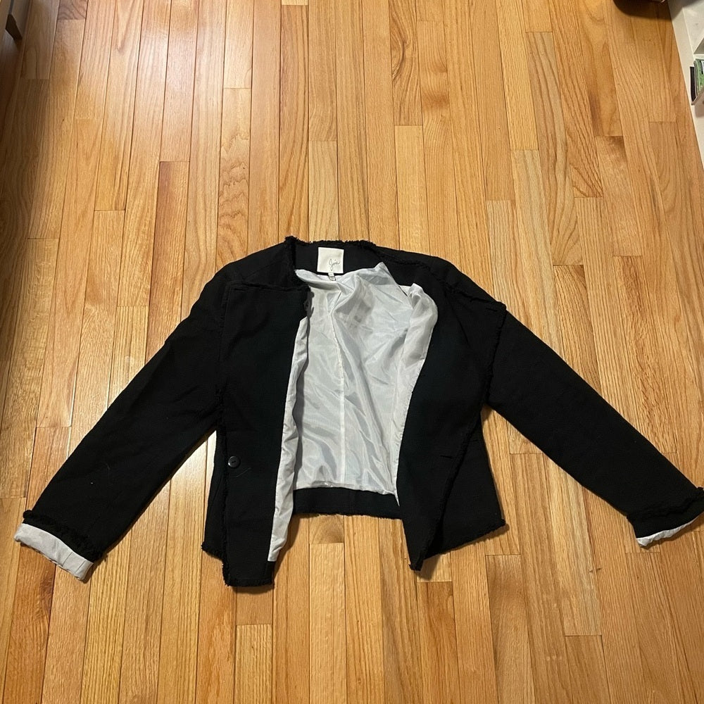 Joie Black Jacket with White Inner Lining Size Large