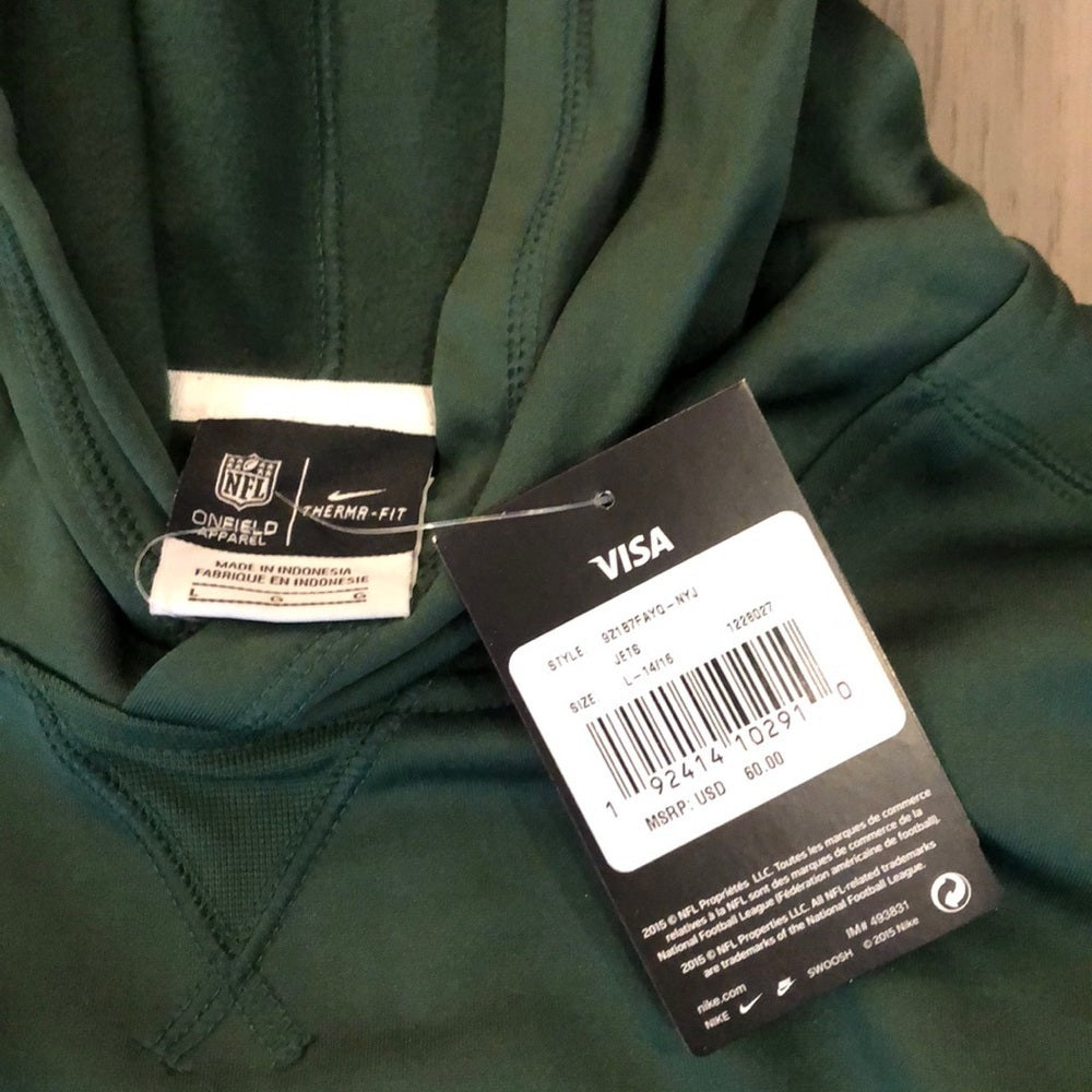 Jets Hooded Green Sweatshirt Size L 14/16