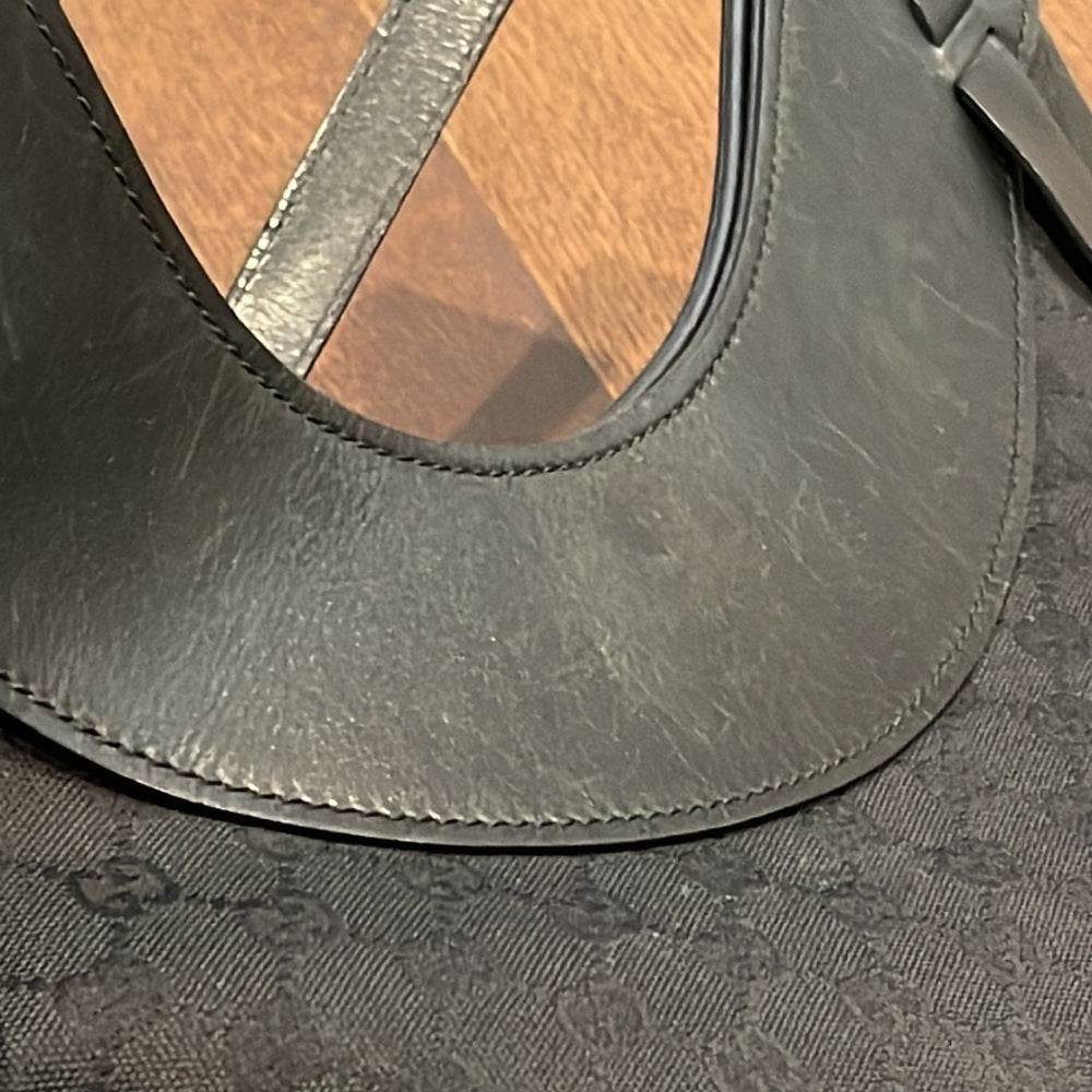 Gucci Half Moon Hobo Canvas and Leather Bag