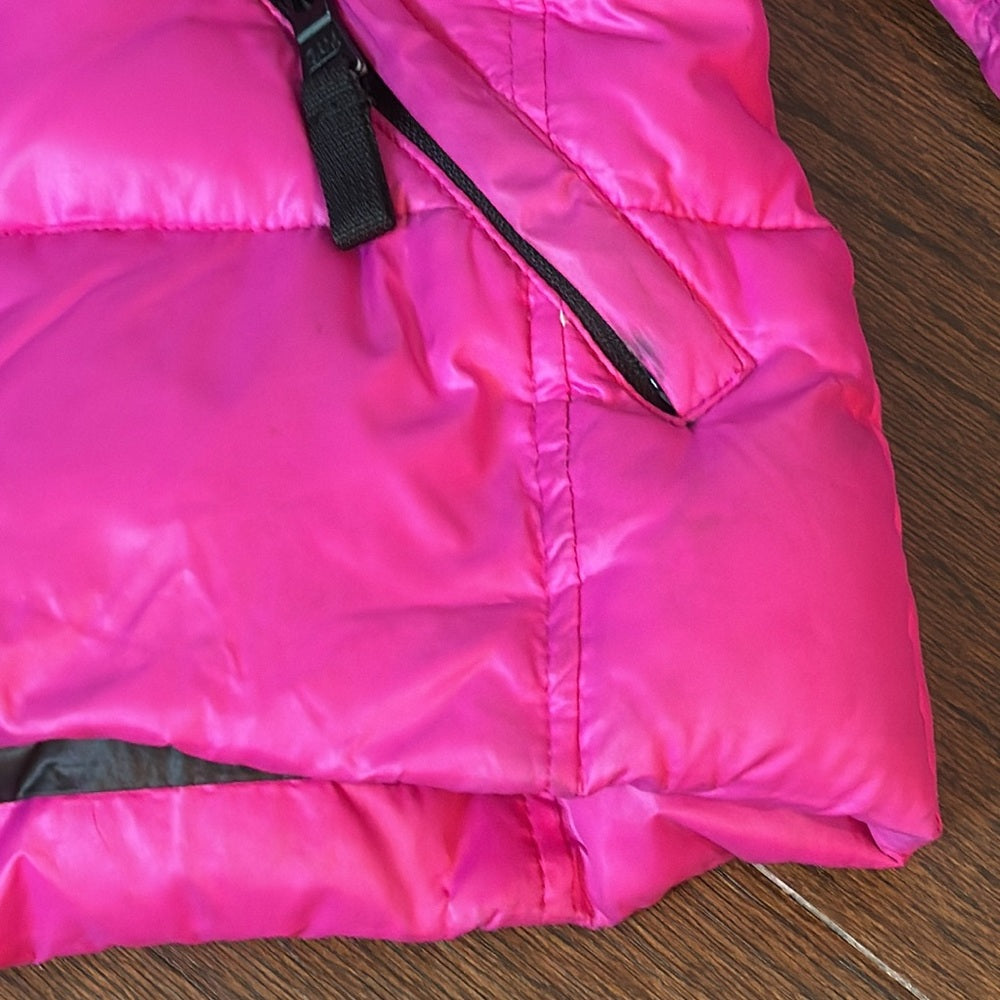 SAM Girls Pink Fur Hooded Down Puffer Jacket Size 6