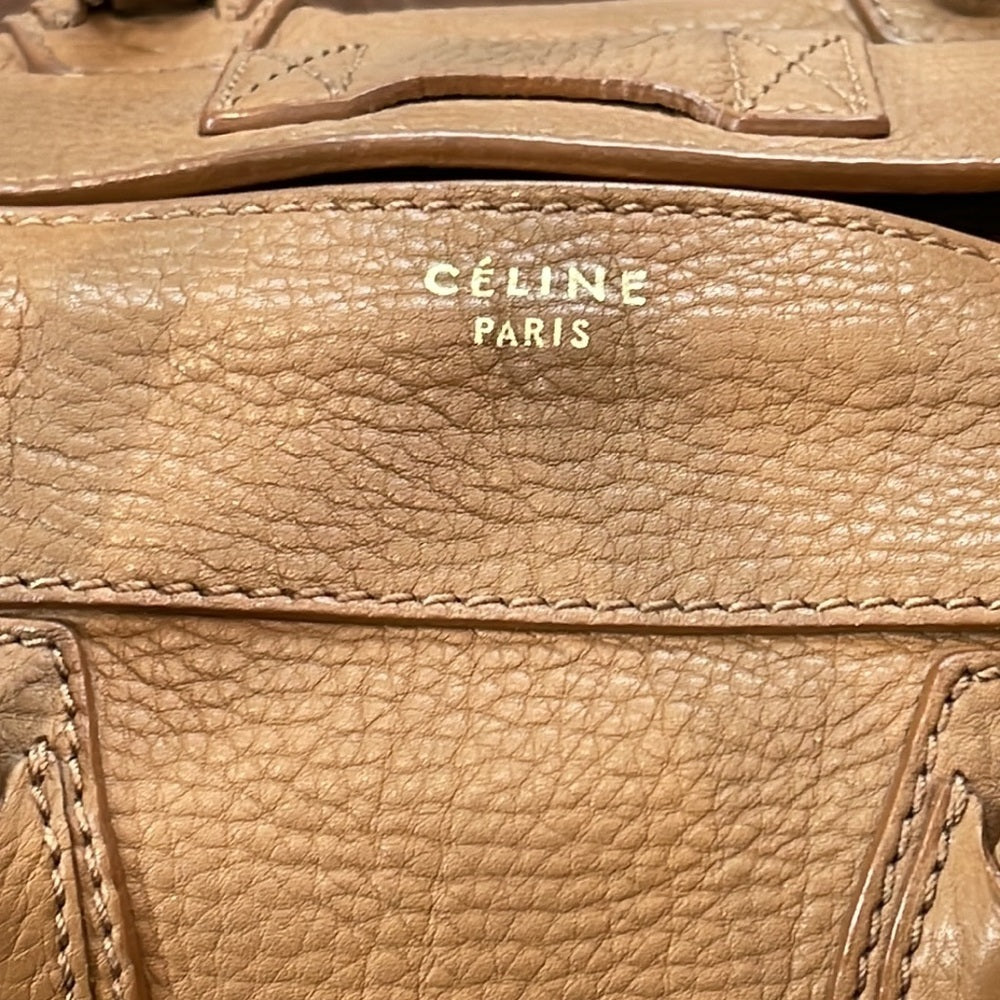 Celine Tan Leather Mini Luggage Tote