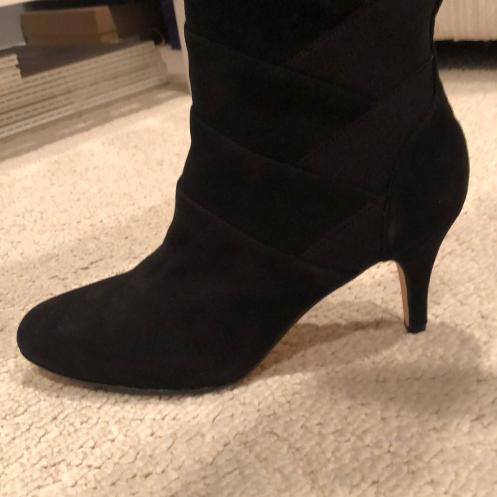 Taryn Rose Black Suede And Stretch Knee Boots Size 9