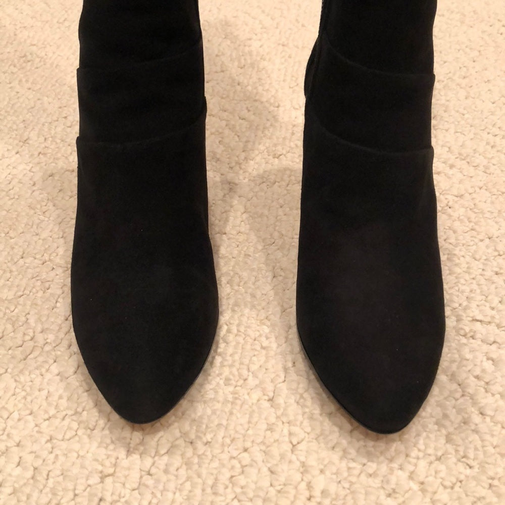 Taryn Rose Black Suede And Stretch Knee Boots Size 9