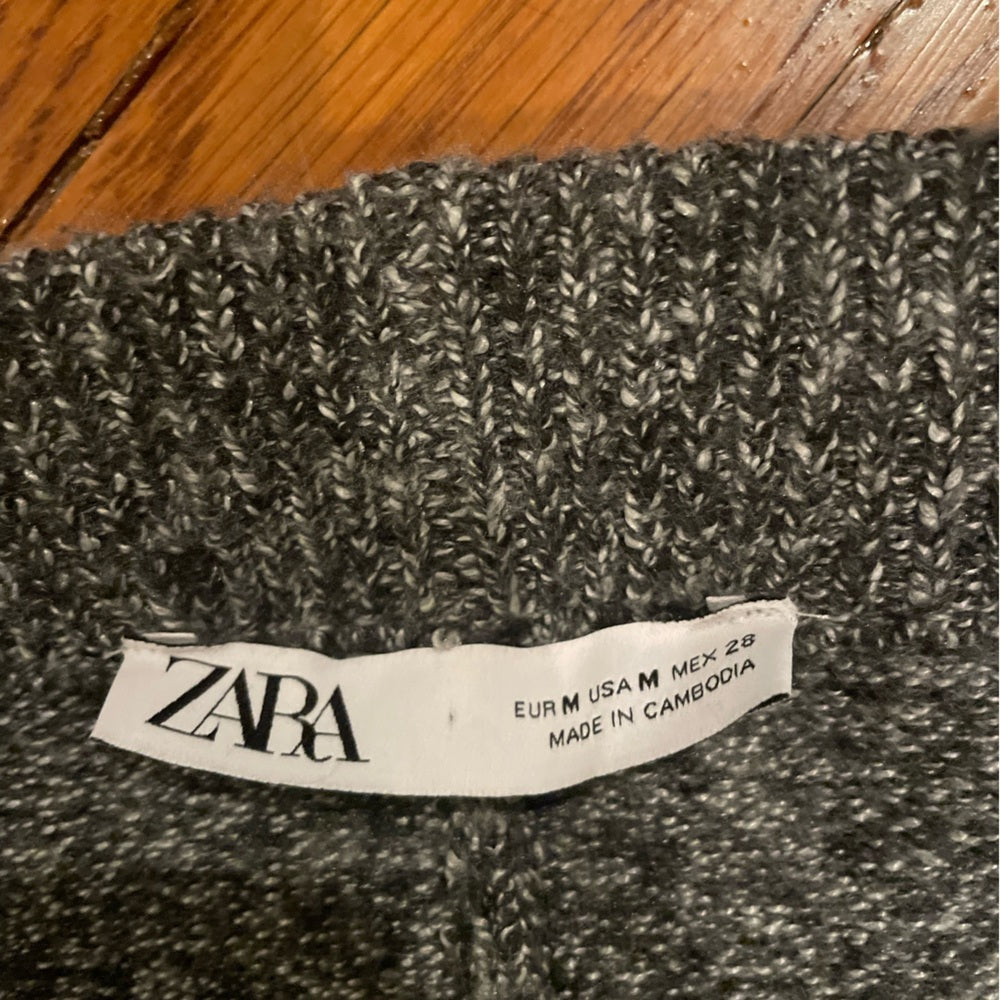 Zara Fuzzy Grey Leggings Size Medium