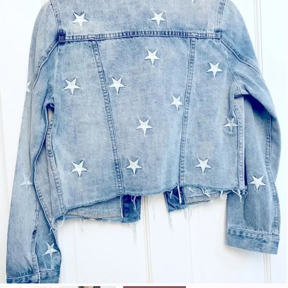 NWOT Pistola Women’s Jean Jacket with White Stars Size Small