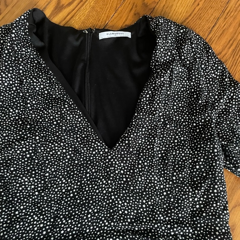 Glamorous Black and White Star Pattern Dress Size 16