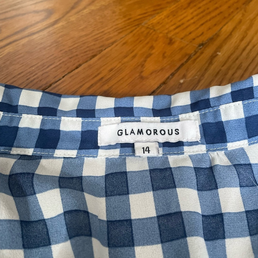 Glamorous Blue and White Checkered Button Down Size 14