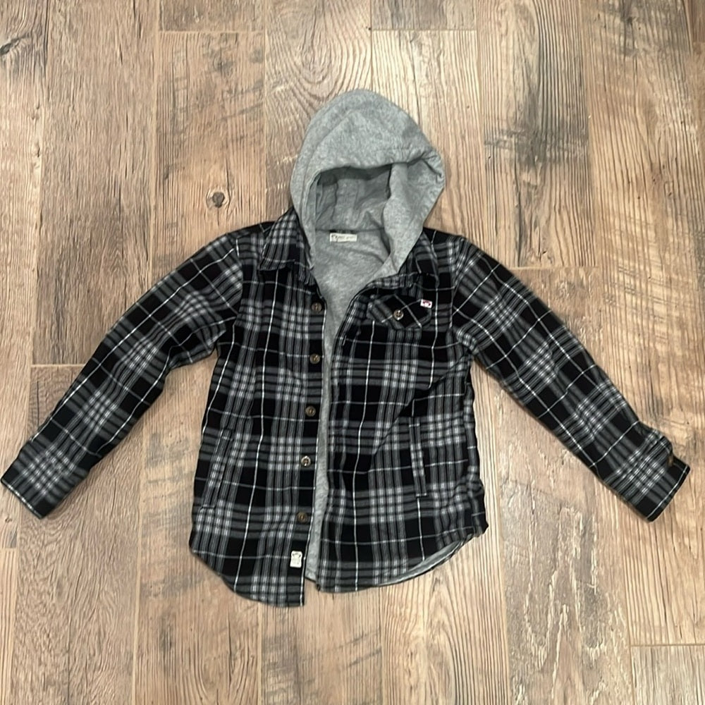 Appaman Kids Plaid Black & Gray Hooded Jacket Size 7