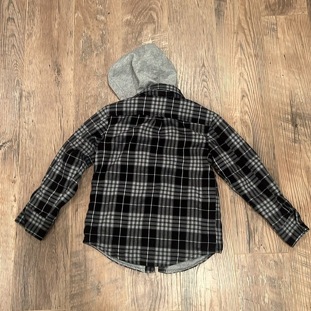 Appaman Kids Plaid Black & Gray Hooded Jacket Size 7