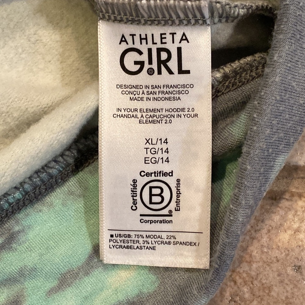 Athleta Girl Gray and Blue Marble Hoodie Size 14