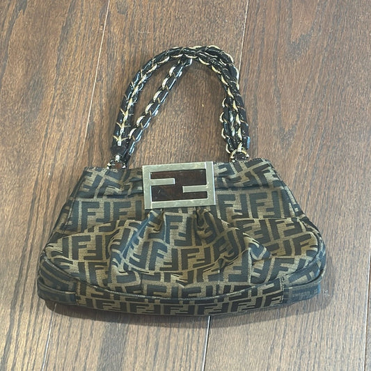 Fendi Mia Brown Cloth Shoulder or Satchel Bag