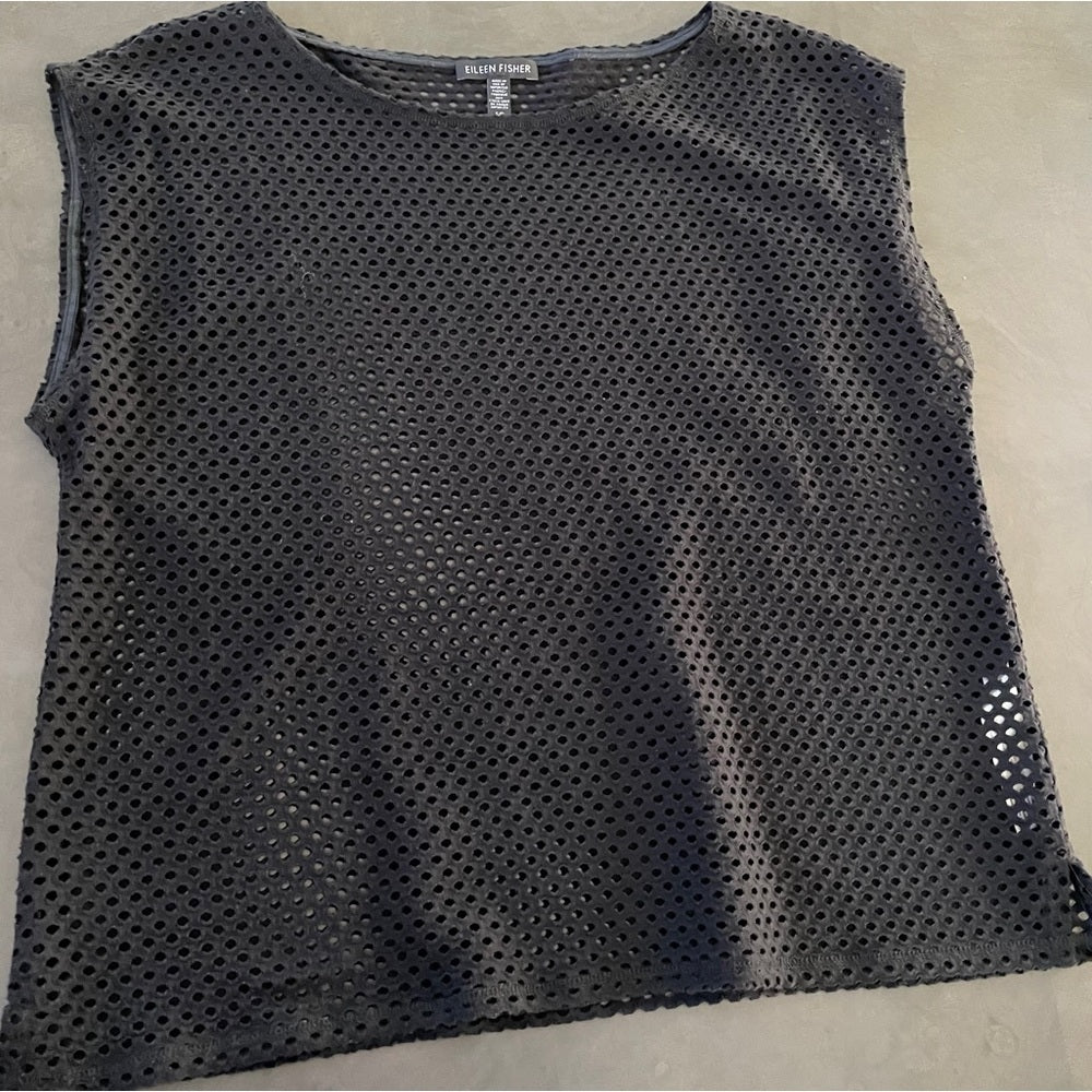 Eileen Fisher Black See Through Tank Top Size Small Petite