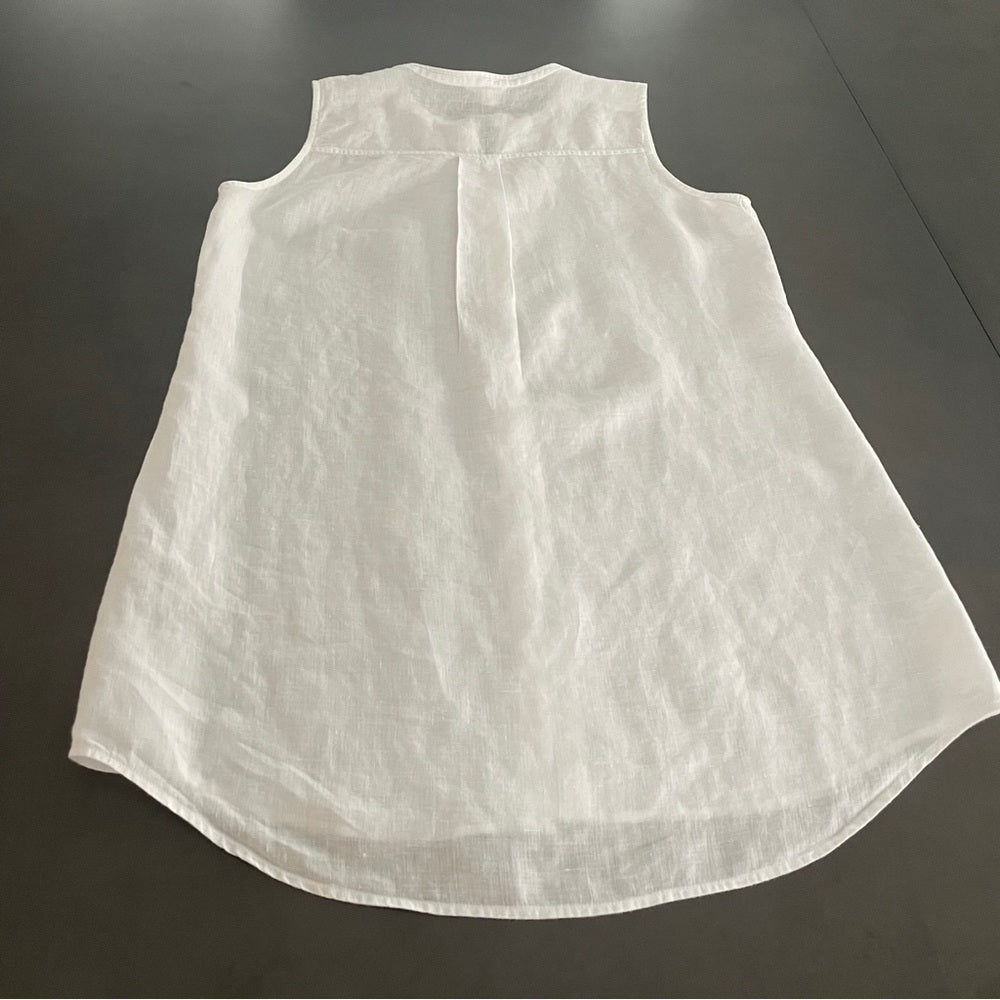 Eileen Fisher White Linen Sleeveless Top size Small Petite