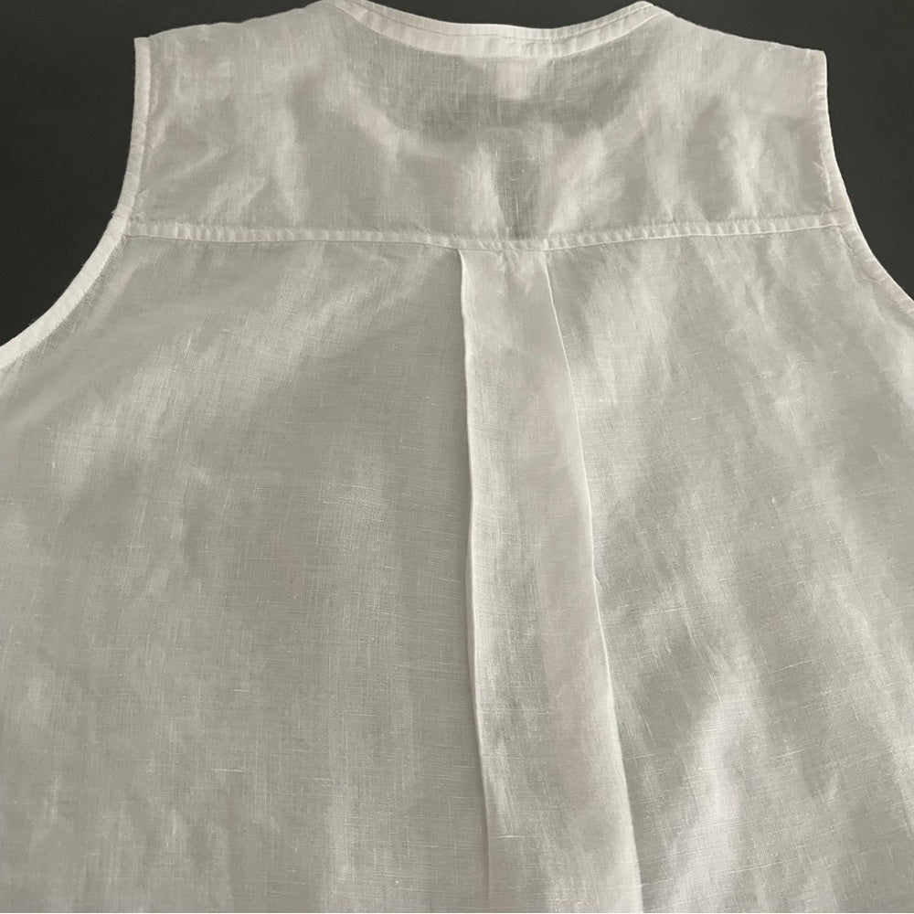 Eileen Fisher White Linen Sleeveless Top size Small Petite