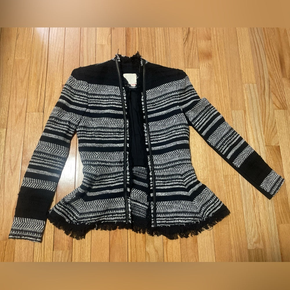 REBECCA Taylor Black and White Striped Jacket Size 0