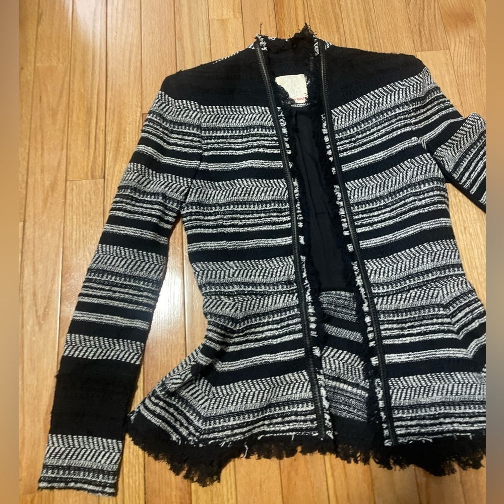 REBECCA Taylor Black and White Striped Jacket Size 0