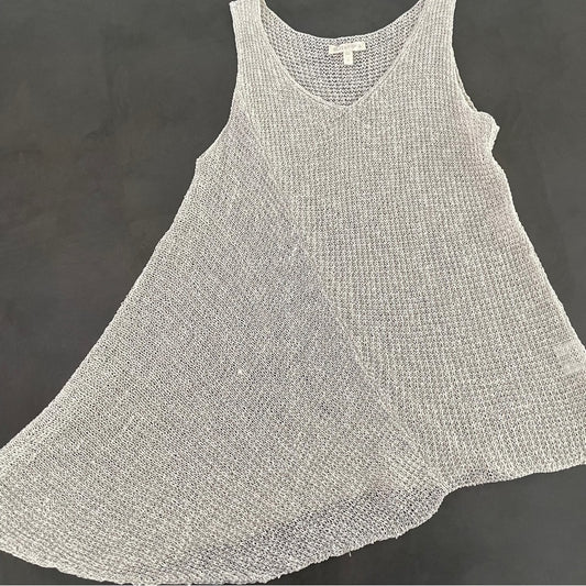 Eileen Fisher Grey/White Sleeveless Top Size Small