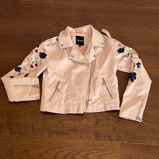 Me Jane Pink Faux Leather Girls Jacket Size Large 12