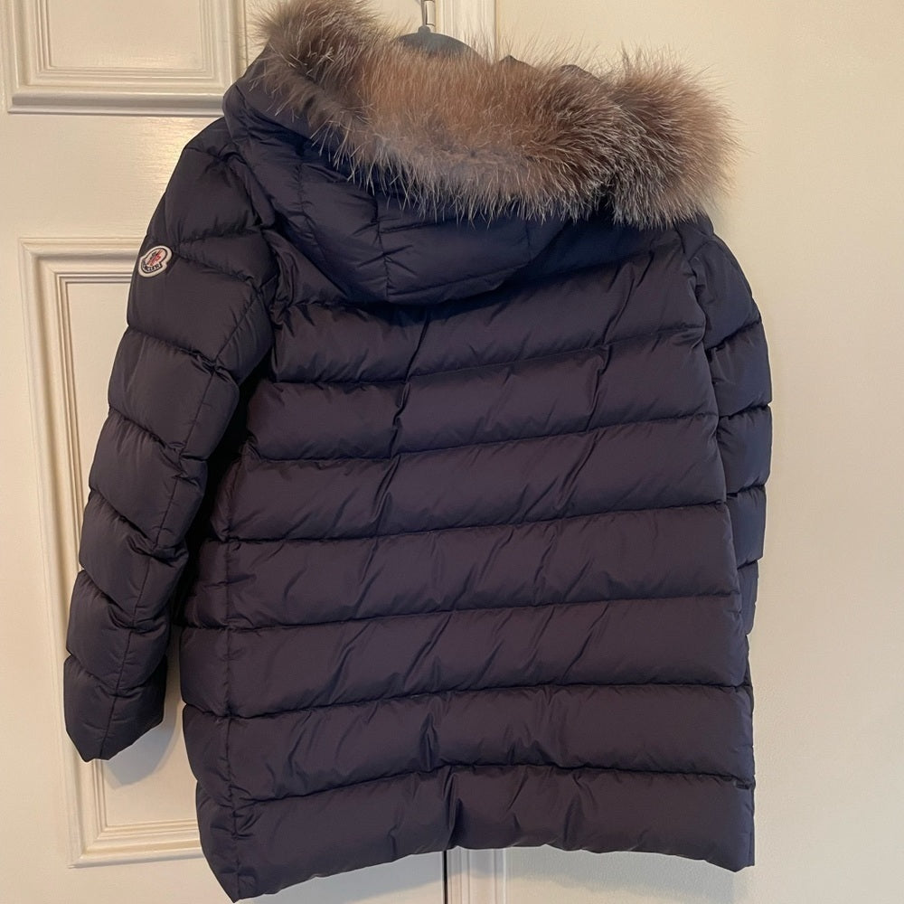 Moncler Boys Navy Down Jacket With Hood Size 12