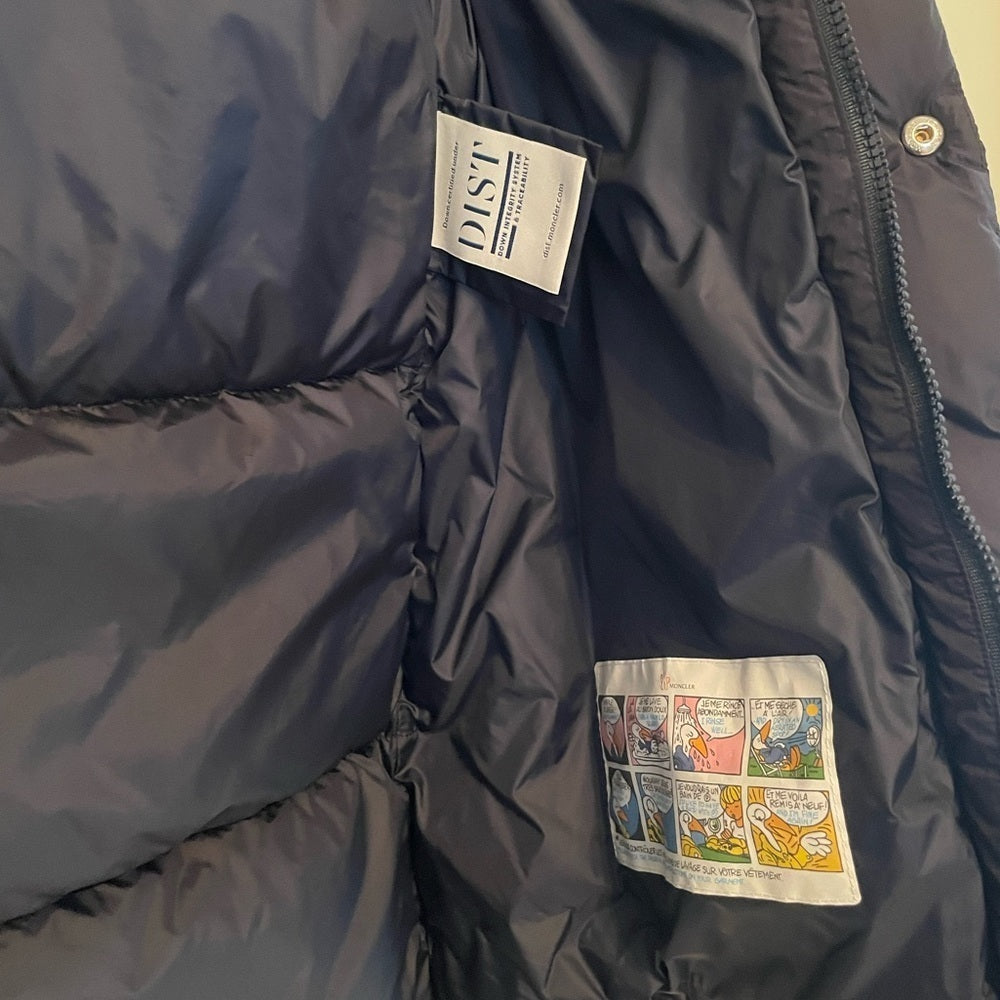 Moncler Boys Navy Down Jacket With Hood Size 12