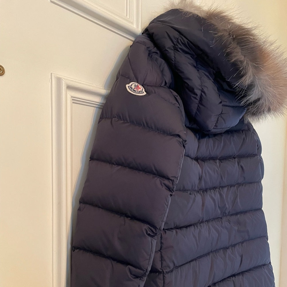 Moncler Boys Navy Down Jacket With Hood Size 12