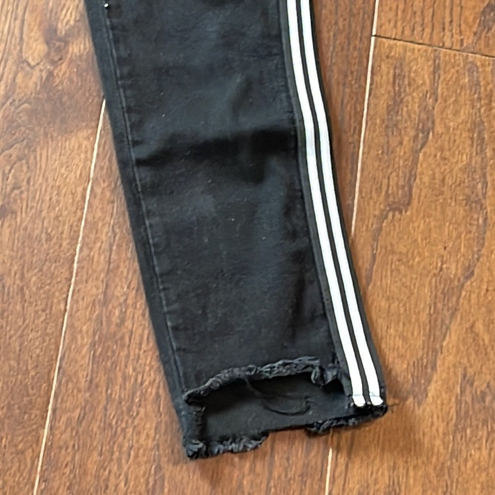 Just Black Denim Black Denim Jeans With White Stripes Size 29