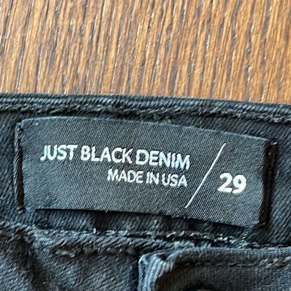 Just Black Denim Black Denim Jeans With White Stripes Size 29