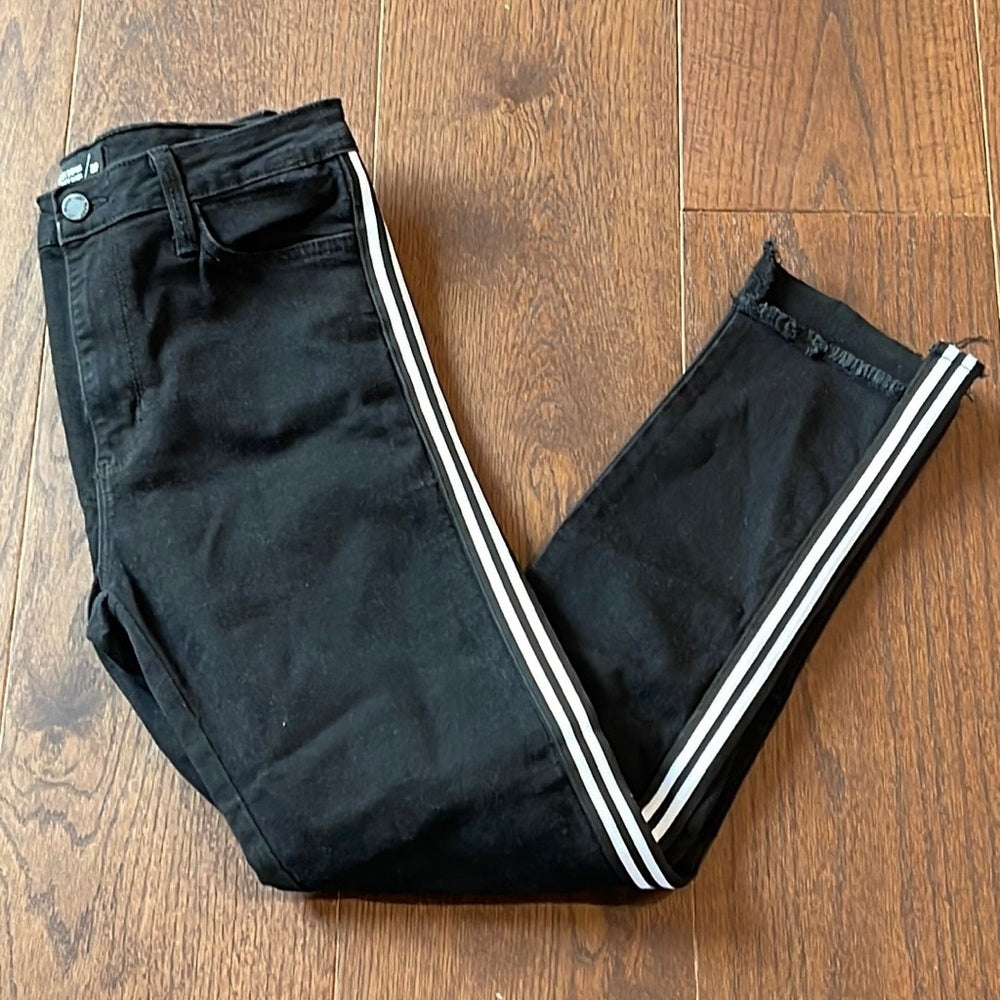 Just Black Denim Black Denim Jeans With White Stripes Size 29