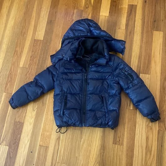 SAM Girls Blue Hooded Puffer Jacket Size 4