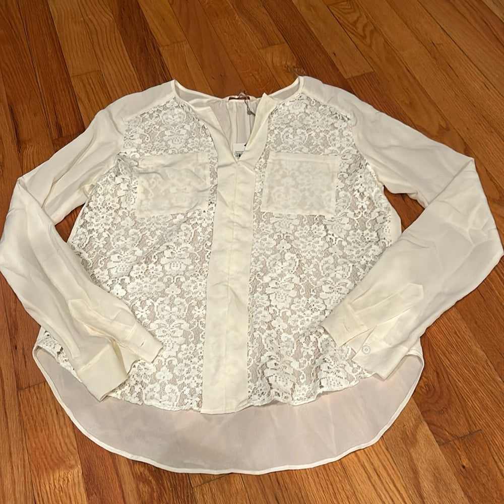 NWT Rebecca Taylor White Lace Blouse Size 2