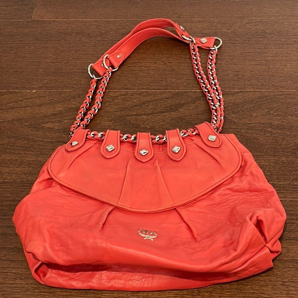 MCM Women’s Peach Leather Shoulder Bag