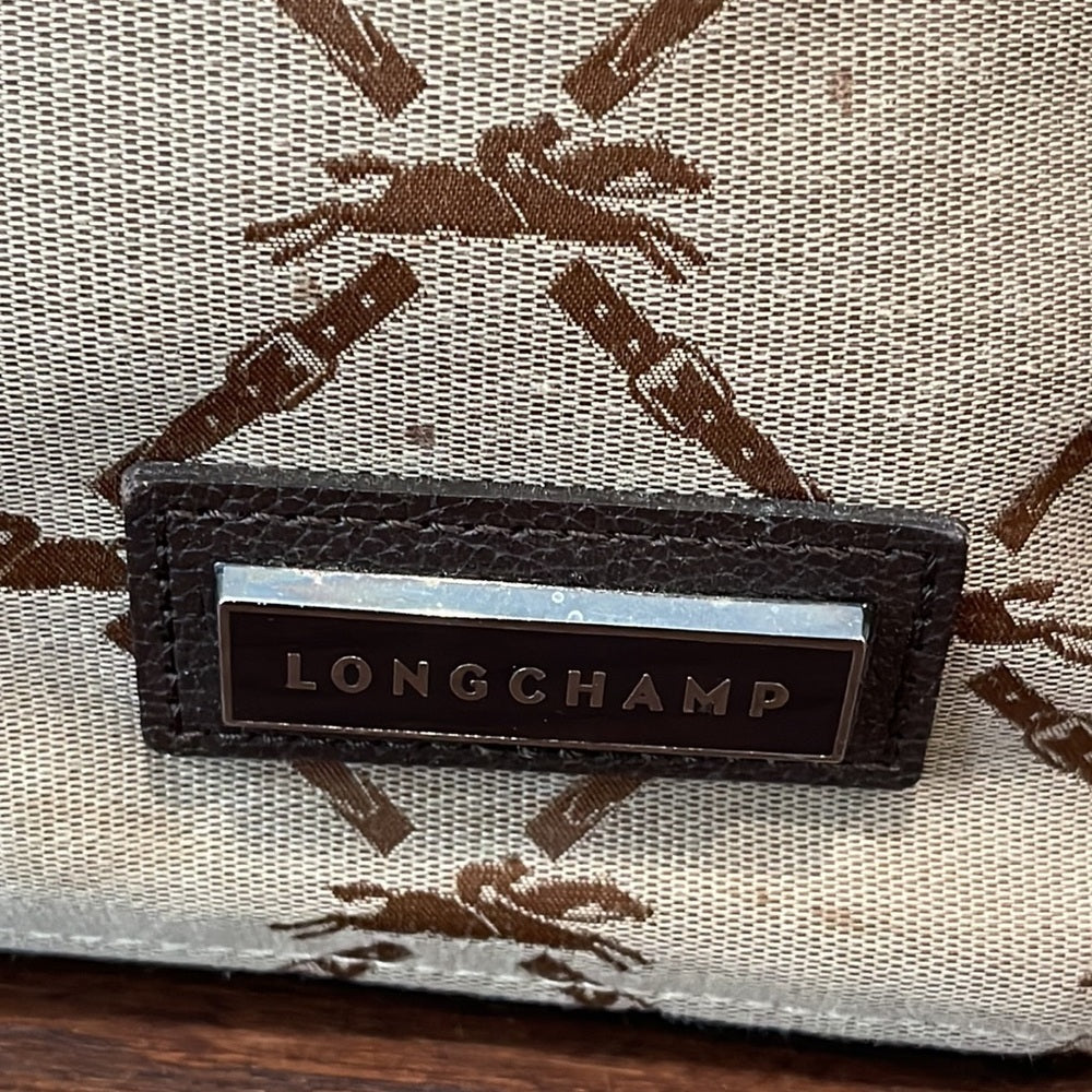 LONGCHAMP Women’s Beige Canvas Satchel