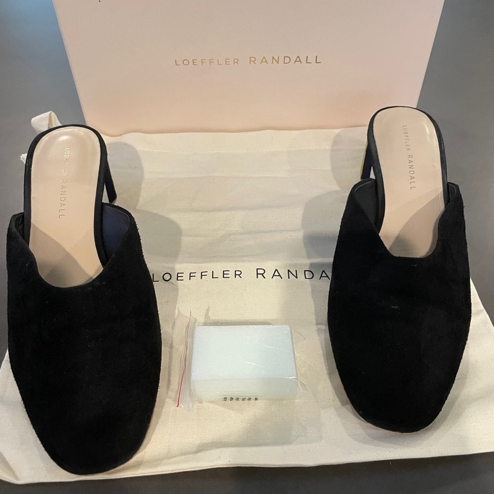 Loeffler Randall Black Suede Slides Size 9