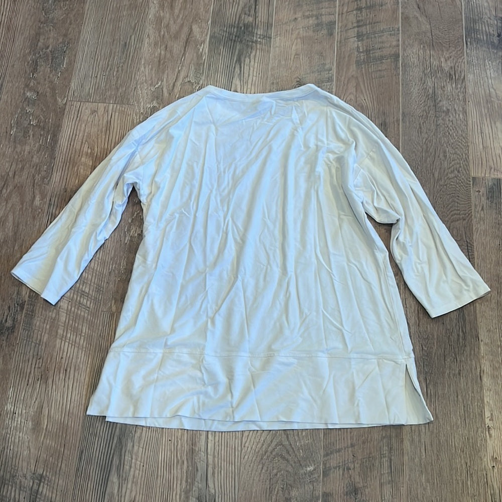 Eileen Fisher Woman’s Cream Crepe Shirt Size Large