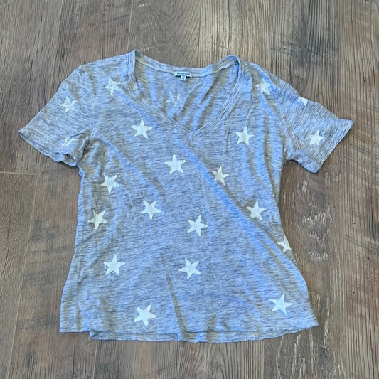 Splendid Woman’s Gray Star Design V-Neck T-Shirt Size Medium