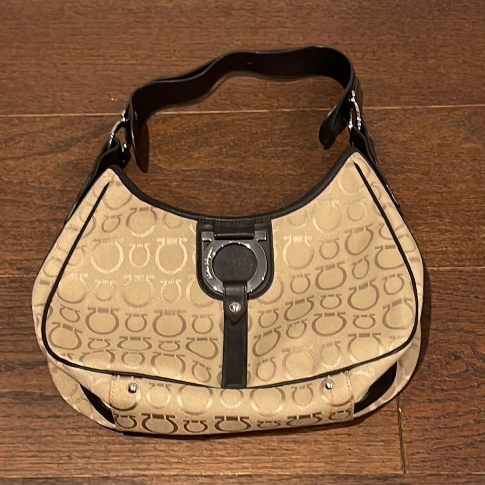 Salvatore Ferragamo Women’s Brown/Beige Canvas Hobo