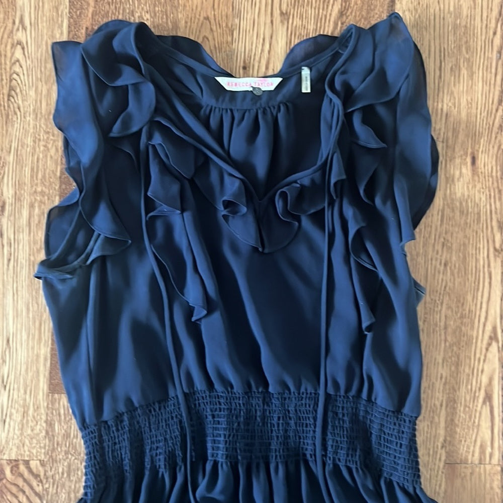 Rebecca Taylor Black Ruffled Armed Dress Size 10