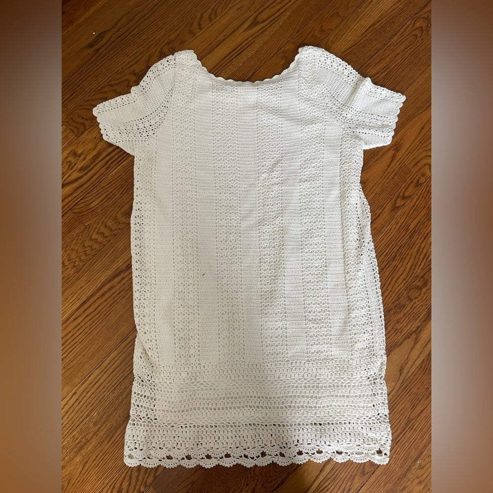 Joie White Short Sleeve Lacey Dress Size Large