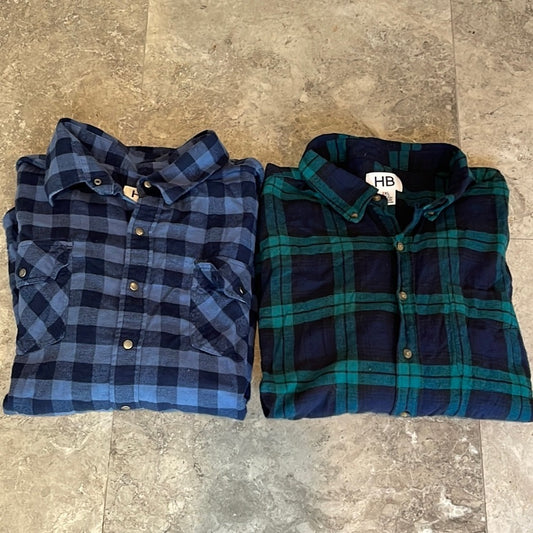 2 HB Harbor Bay Men’s Flannel Shirts Size 2XL