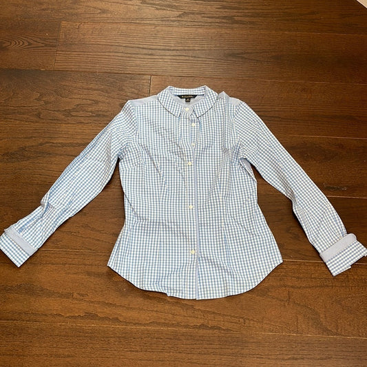 Brooks Brother Women’s Blue Check Button Down Size 2P