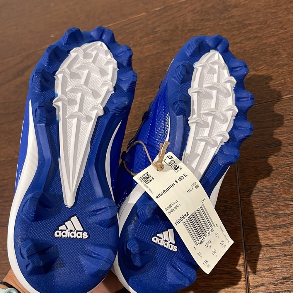 Adidas Boys Blue Afterburner 8 Cleats Size 13