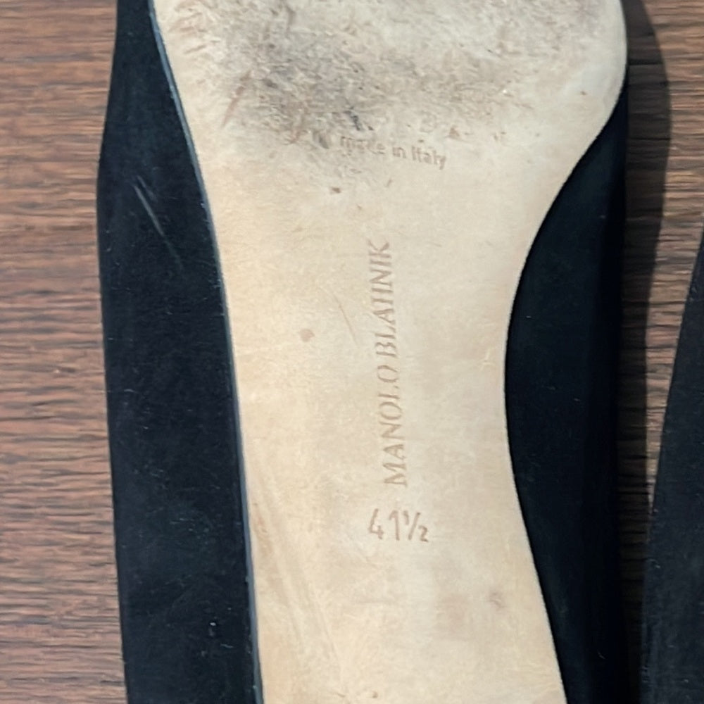 Manolo Blahnik Women’s Black Suede Flats Size 41.5/11.5