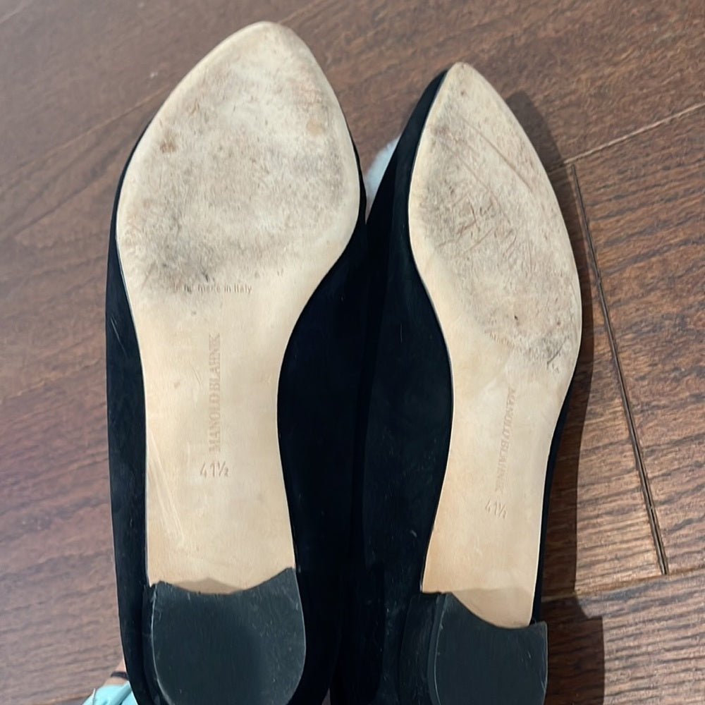 Manolo Blahnik Women’s Black Suede Flats Size 41.5/11.5