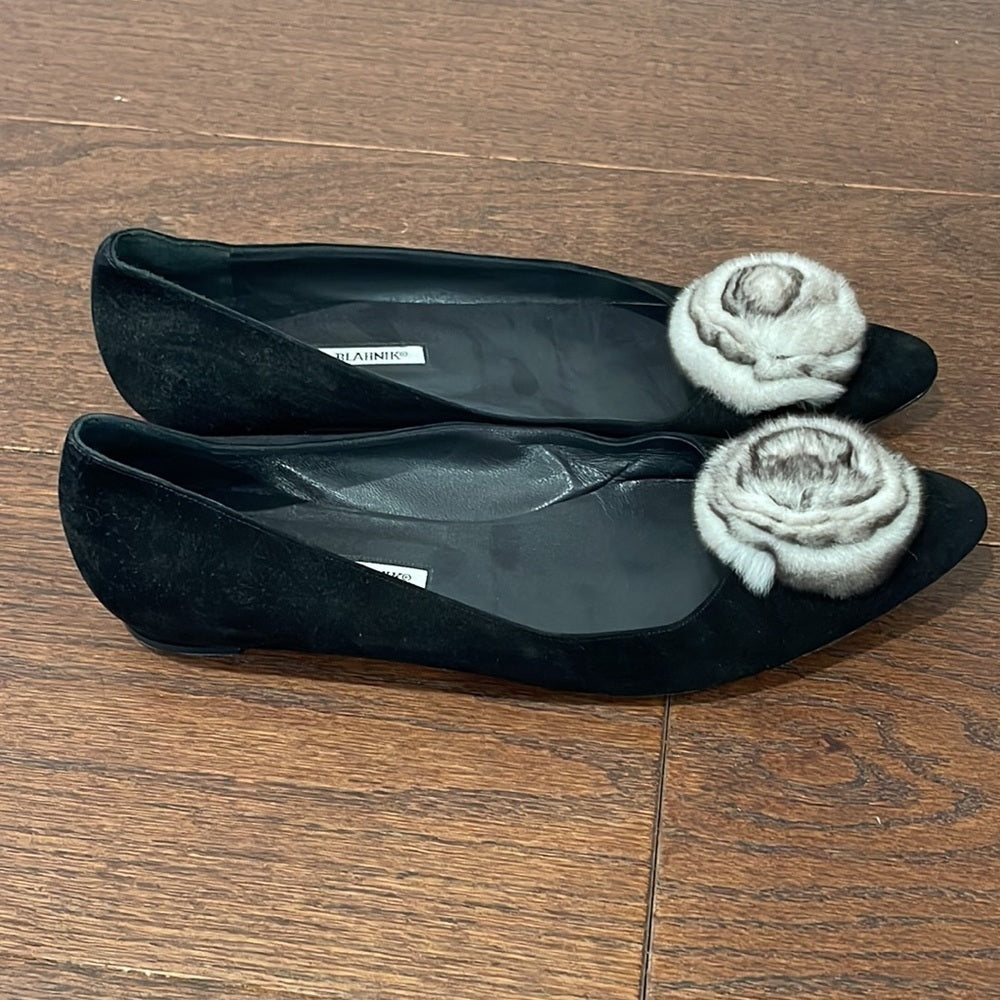 Manolo Blahnik Women’s Black Suede Flats Size 41.5/11.5