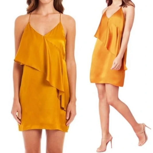 NWT Amanda Uprichard Women’s Mustard Bronze Silk Dress Size S